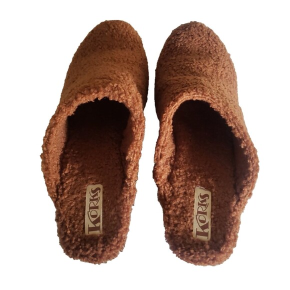 Korks by Kork Ease Studded Teddy Round Toe Block Heel Slip On Clogs Brown Sz 10M - Picture 8 of 11